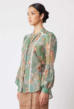 Load image into Gallery viewer, Once Was | Hutton Cotton/Silk Blouse | Celadon Floral
