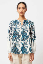 Load image into Gallery viewer, Once Was | D&#39;Azur Cotton/Silk Blouse | Cote D&#39;Azur Pine
