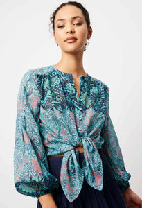 Once Was | D'Azur Cotton/Silk Blouse | Marina Flower