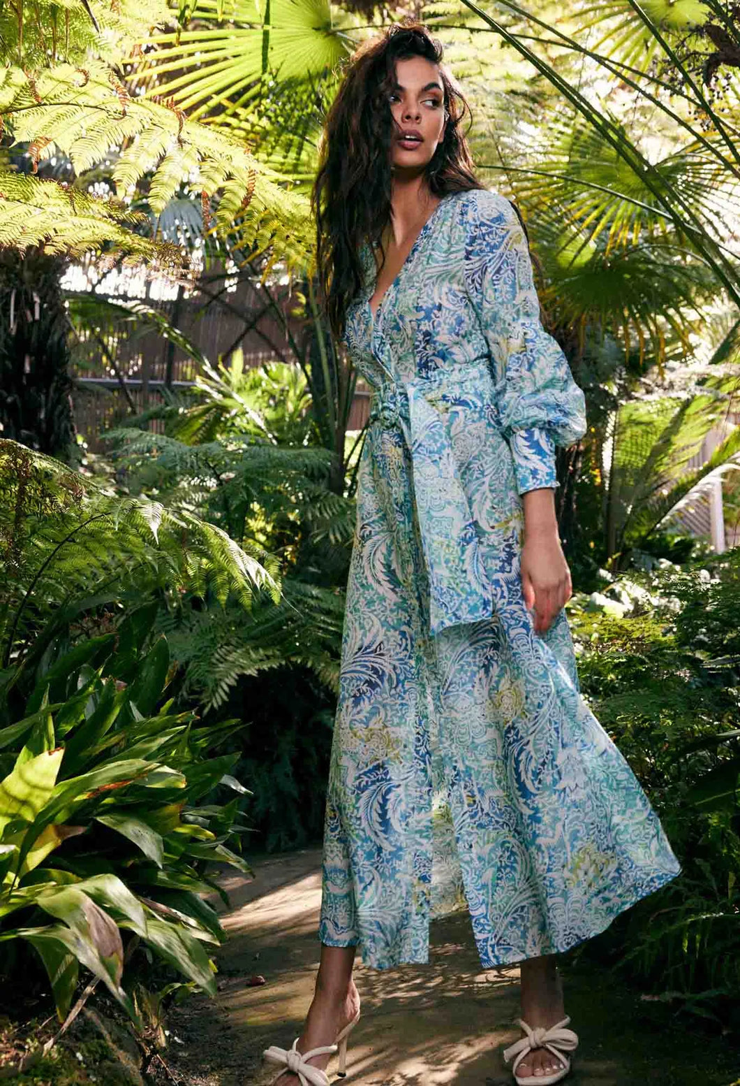Once Was | Elysian Cotton/Silk Coat Dress | Azure Arcadia