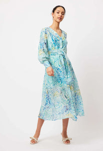 Once Was | Elysian Cotton/Silk Coat Dress | Azure Arcadia
