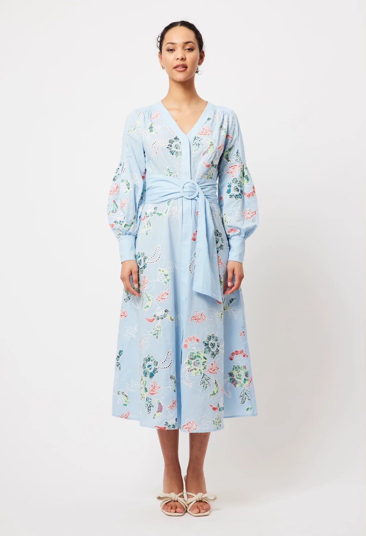 Once Was Elysian Embroidered Coat Dress Chambray Applique