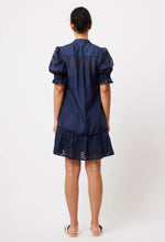 Load image into Gallery viewer, Once Was | Occitan Embroidered Silk/Cotton Dress | Navy
