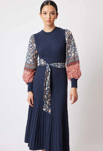 Once Was | Chiara Knit Dress | Navy Loom