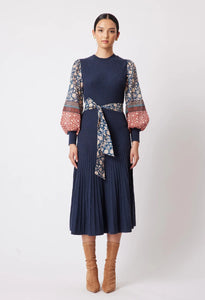 Once Was | Chiara Knit Dress | Navy Loom