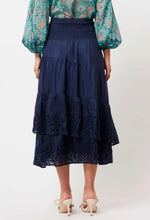 Load image into Gallery viewer, Once Was | Tropez Silk/Cotton Embroidered Skirt | Navy
