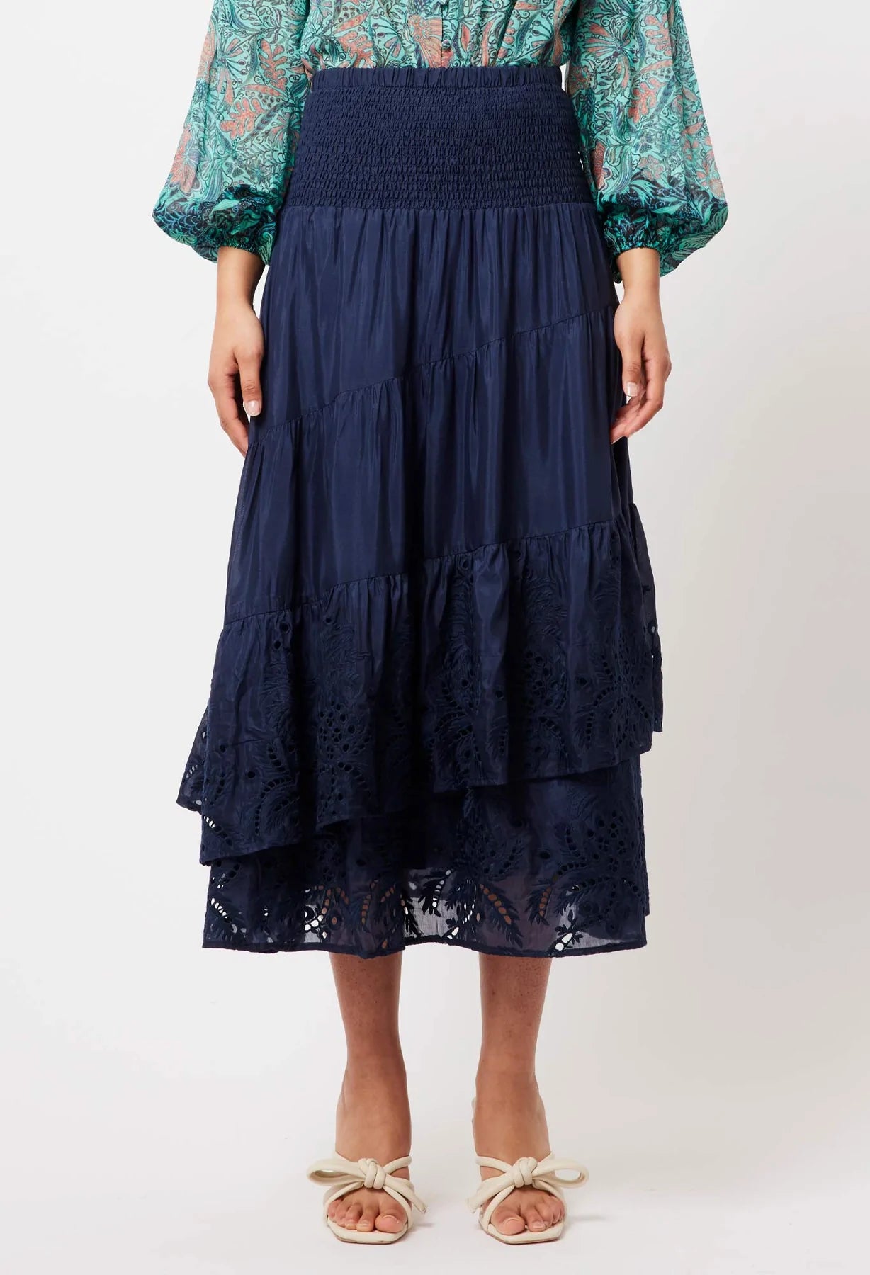 Silk embroidered skirt hot sale