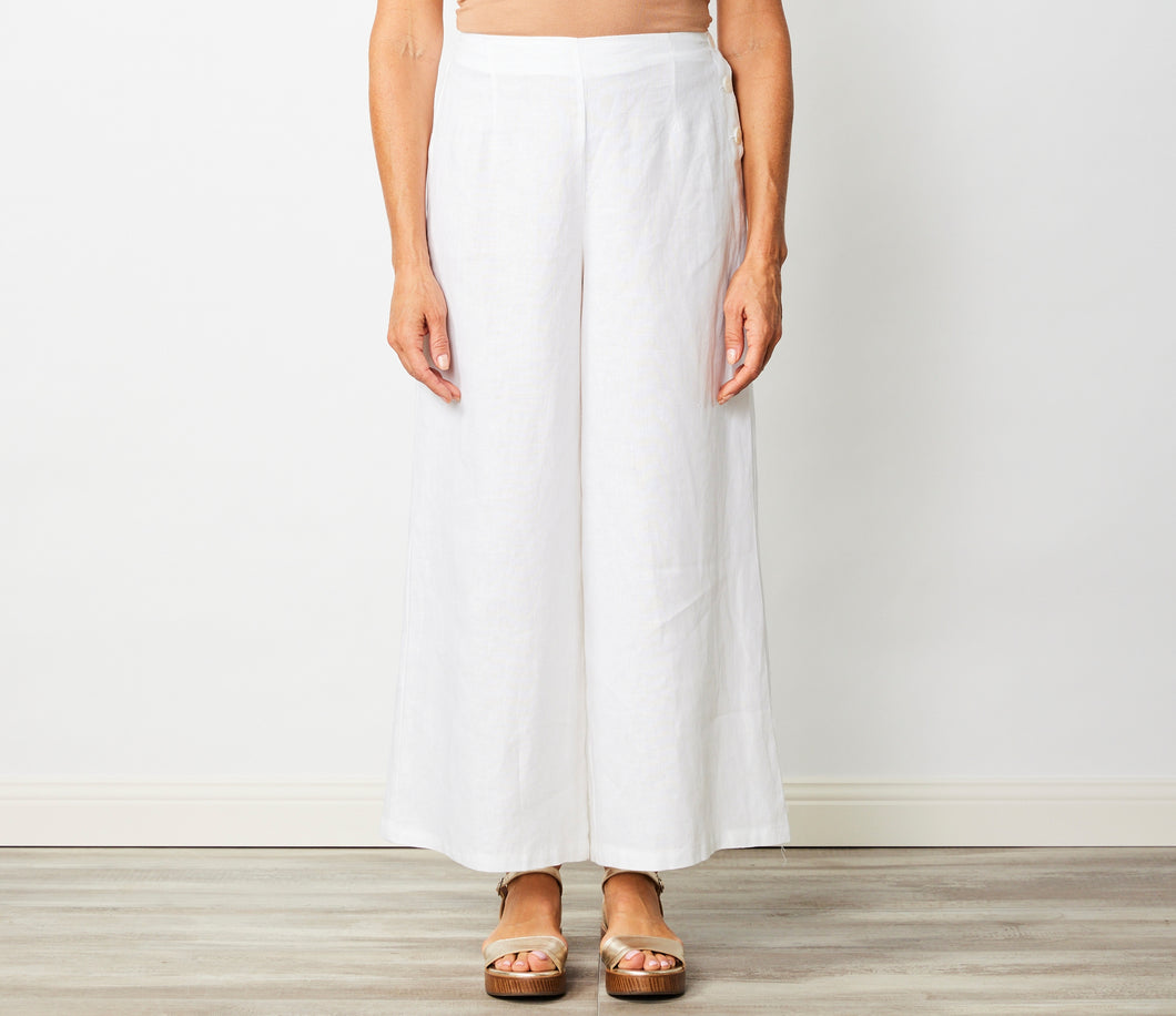 See Saw | Linen Palazzo Pant - White